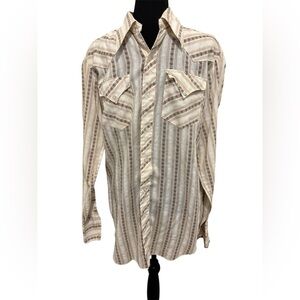 Men's Cream Striped Casual Button Down Shirt